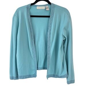 Appleseed's Blue Cotton Top Open Front Cardigan Style Women’s Size Medium